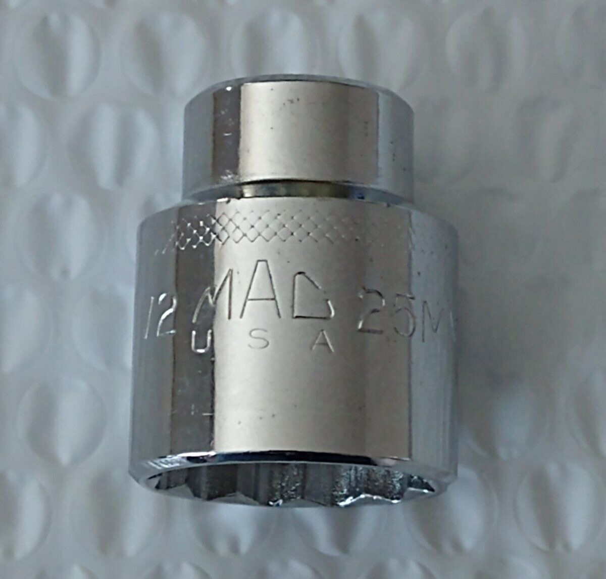 MAC Tools V2-25MMR, 1/2″ DR. 25MM. SHALLOW, 12 PT. SOCKET *NEW/UNUSED* KNURLED*