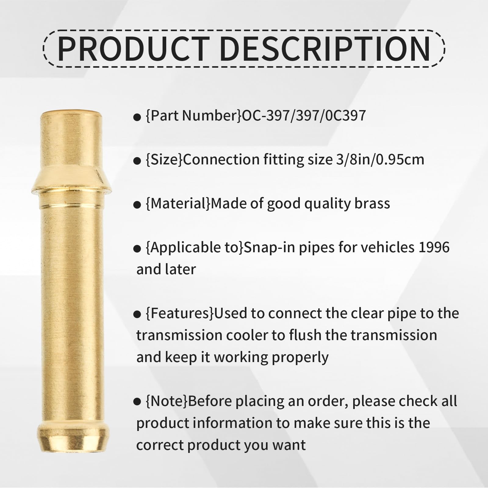 2pcs 397 Transmission Line Fitting, Brass 1.97 inches x 0.39 inches, Gold