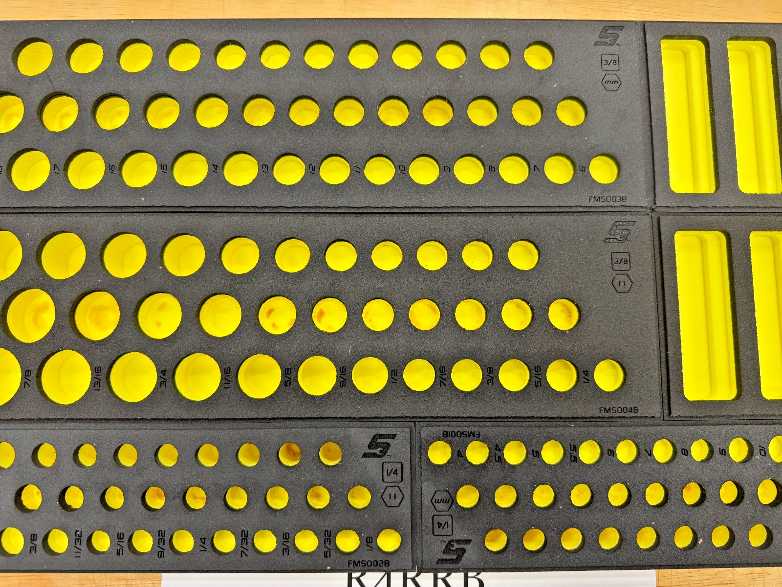 Snap-on Tools NEW HIVIZ 4pc FOAM TRAYS for 1/4″ + 3/8″ Drive METRIC SAE Sockets