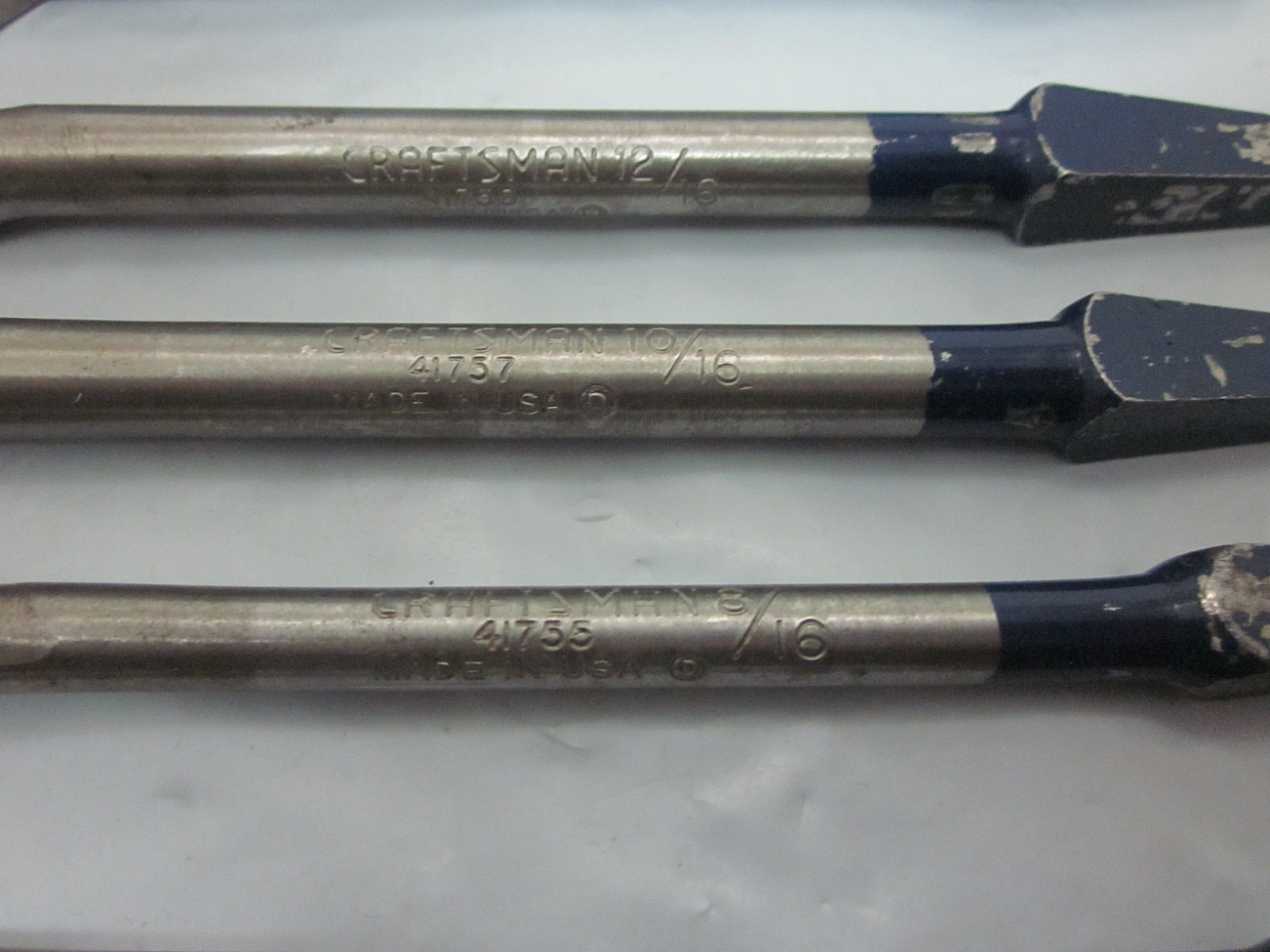 Vtg Craftsman Set Of 6 Auger Drill Bits W/Metal Wall Mount 1/4″ to 1″ USA