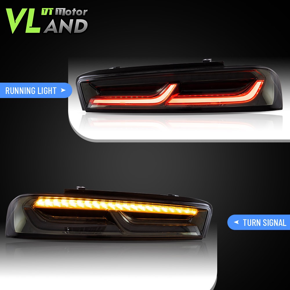 Set VLAND LED Tail Lights For Chevy Camaro 2016-2018 DRL FULL Smoked Sequential