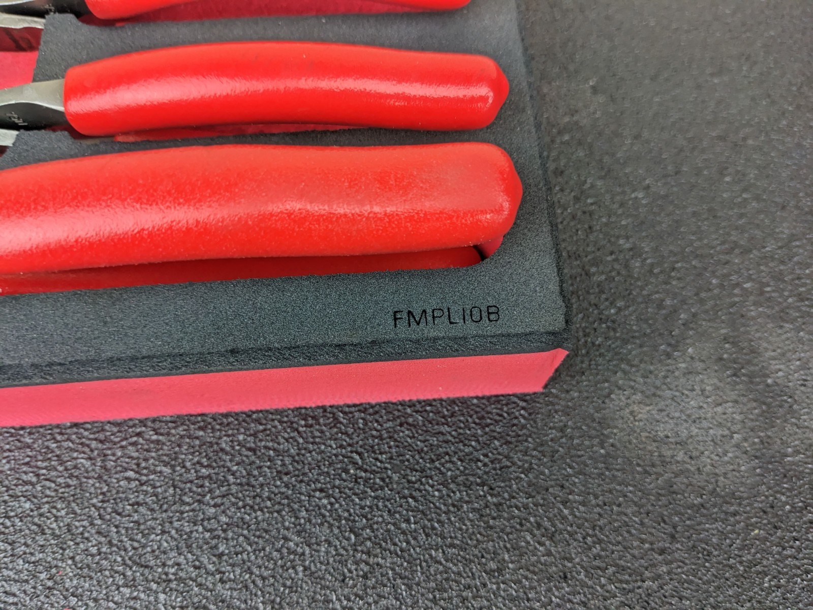 #bp051 Snap-on USA NEW RED 10-Piece Diagonal Cutter Pliers Foam Set PLDC1000FR