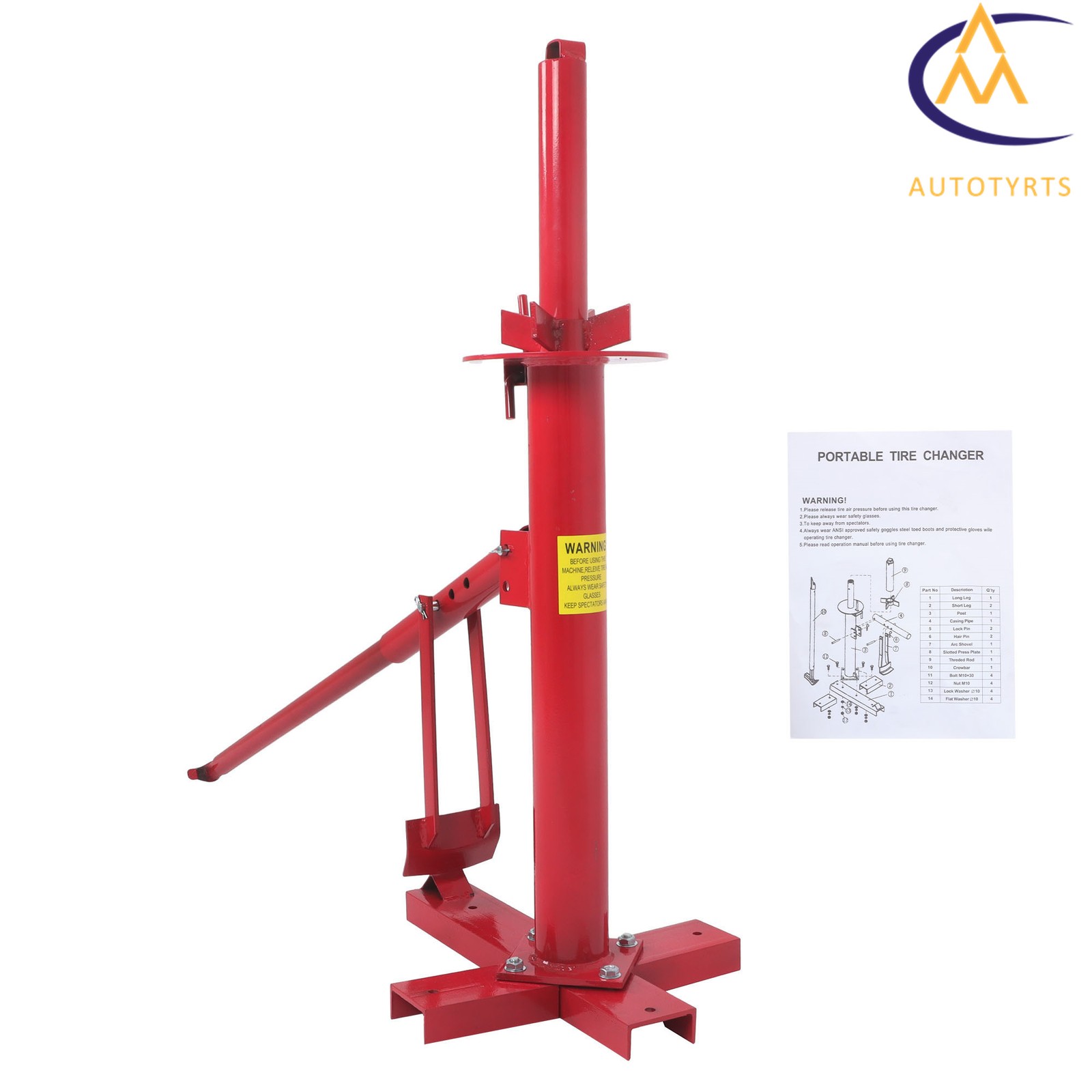 For 8″ to 16″ Tires Portable Tire Changer Tool Hand Bead Breaker Mounting Tool