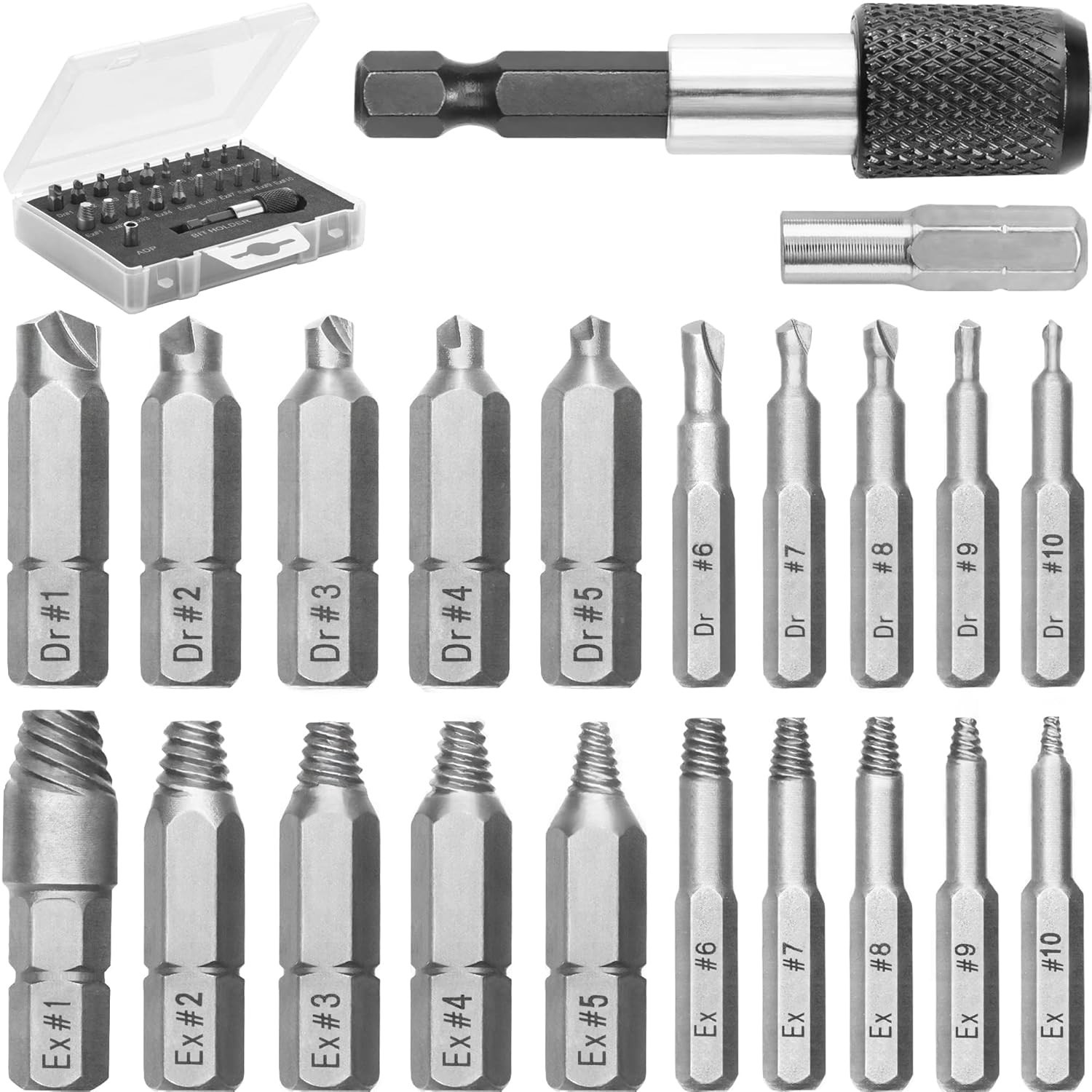 22-Piece Screw Extractor Set – Effortless Removal of Stripped & Broken Screws