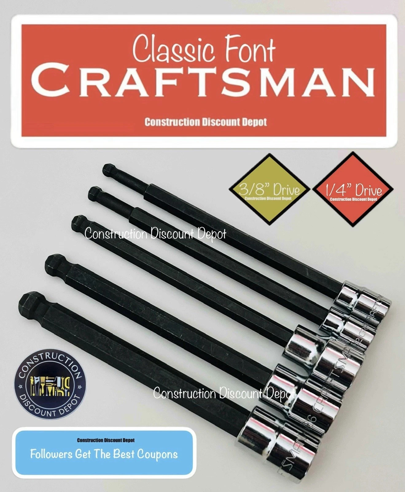 16 Craftsman 1/4″ In & 3/8″ In. Drive Metric SAE Torx Hex Bit LONG Socket Set