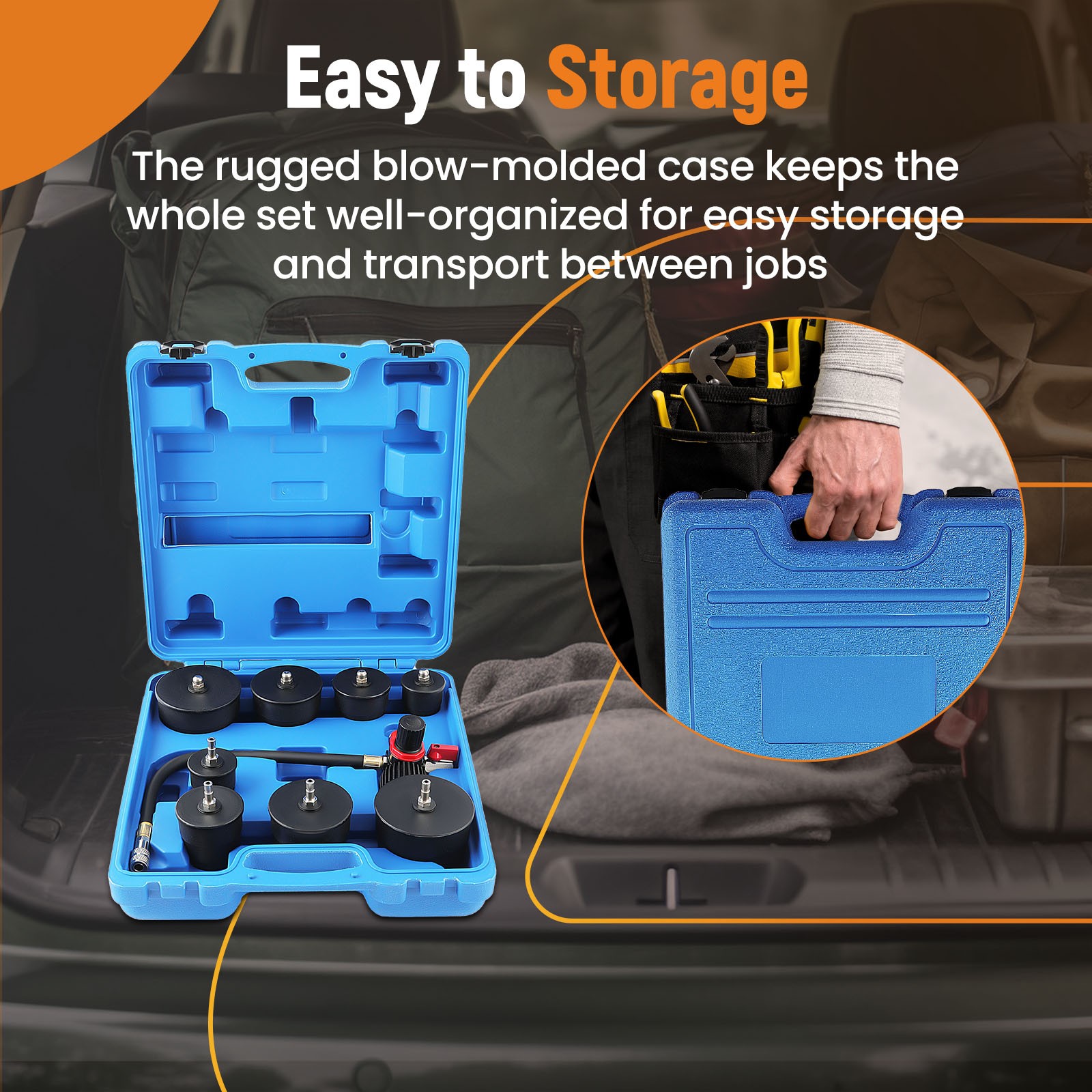 Safe Turbo System Leakage Tester with Pressure Gauge and Stepped Adapters