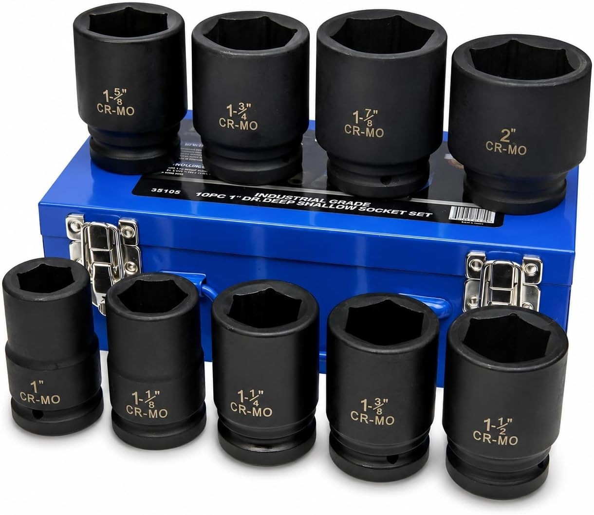 High-Torque 9-Piece Deep Impact Socket Set 1-Inch Drive for Trucks and Machinery