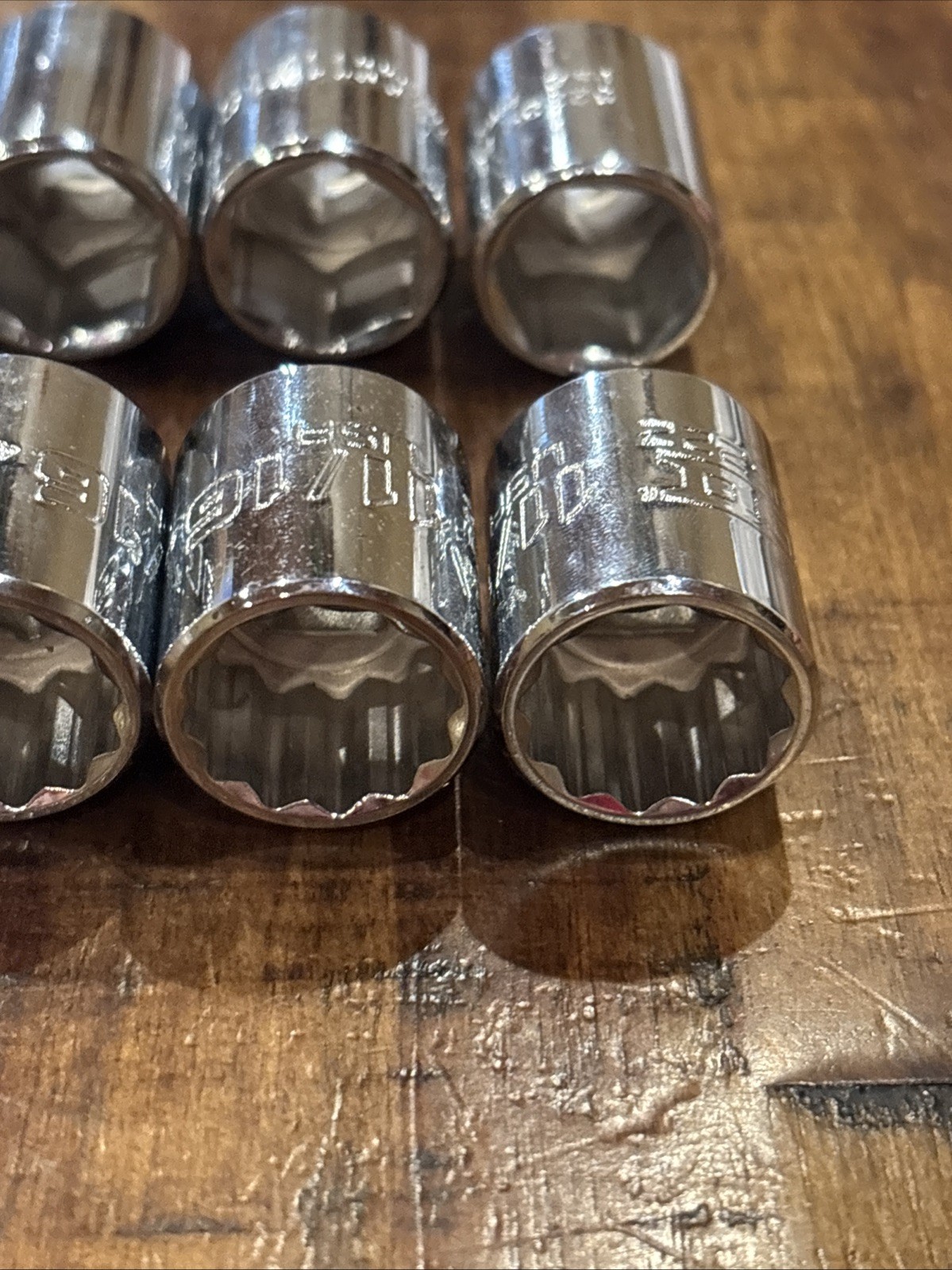 Proto 11/16” Lot Of 9 Pieces 3/8″ Drive 6 & 12 Point Shallow Sockets USA SAE