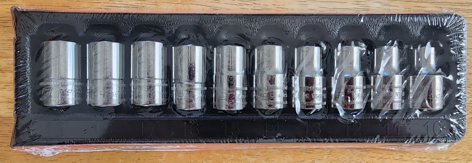 Snap-on 10pc 1/2″ drive 10-19 mm 6-point FLANK Drive Socket Set 310TWMYA In Tray