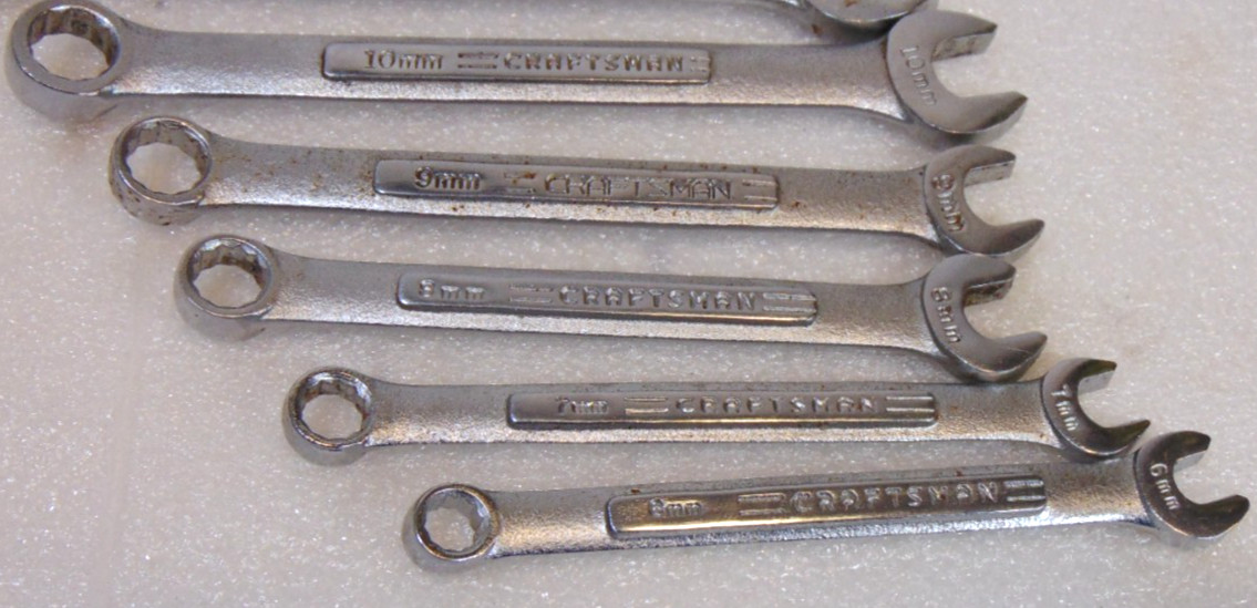 Vintage Craftsman Metric Combination Wrench Set 10 Pieces Made in USA 6 – 17mm
