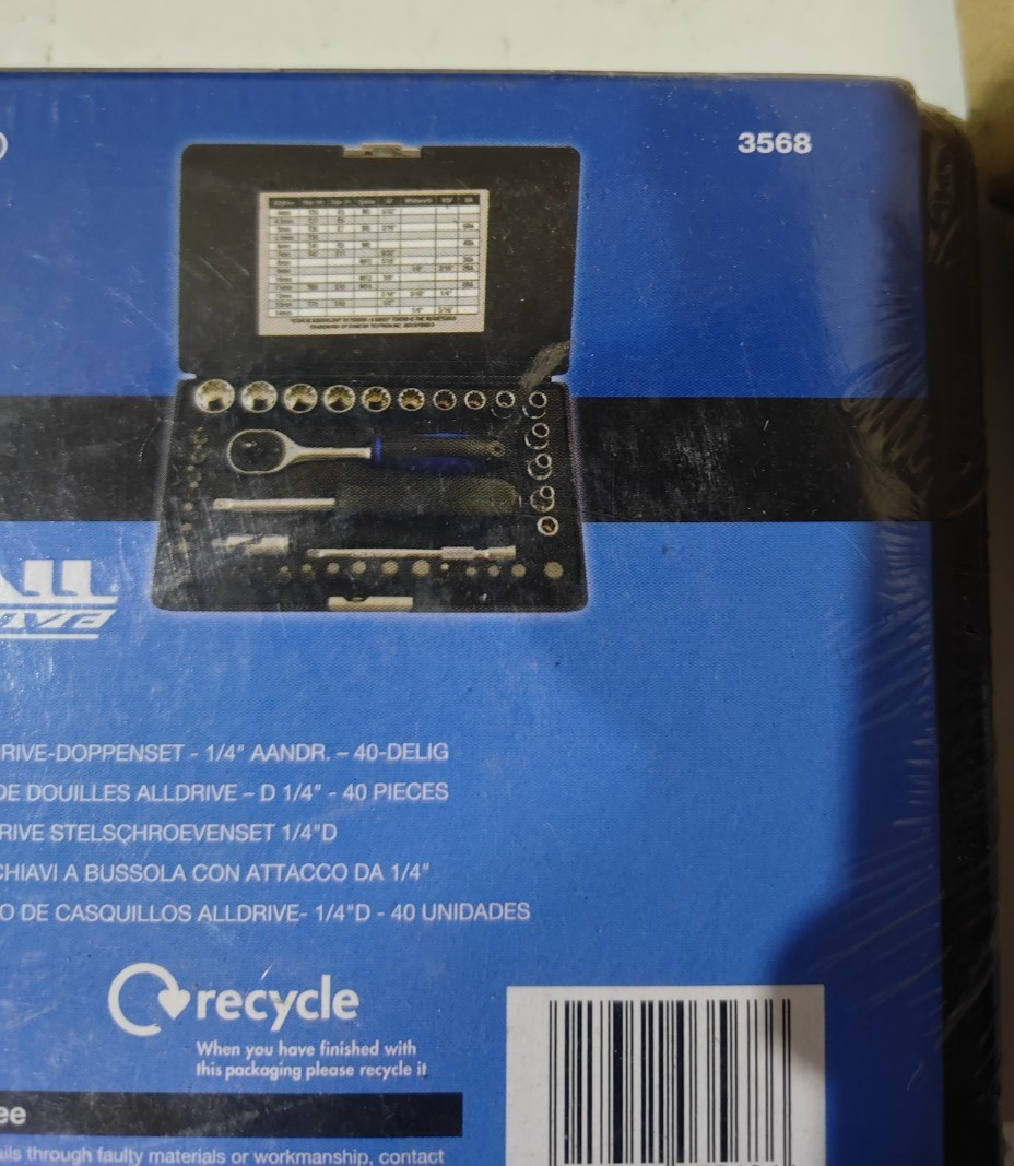 40 Piece Alldrive Socket & Bit Set 1/4″D Laser 3568
