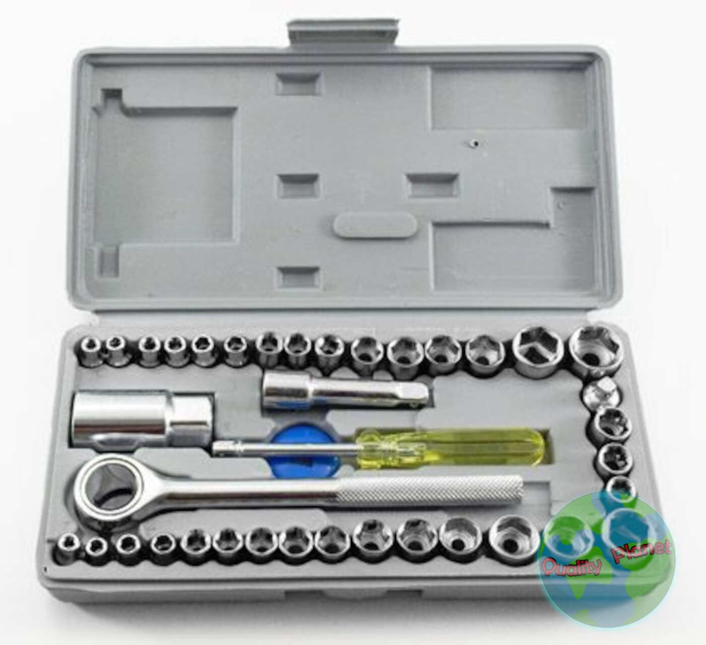 40pc 1/4″ & 3/8″ DR. Socket Set SAE/METRIC Ratchet w/ Case Hand Tools NEW