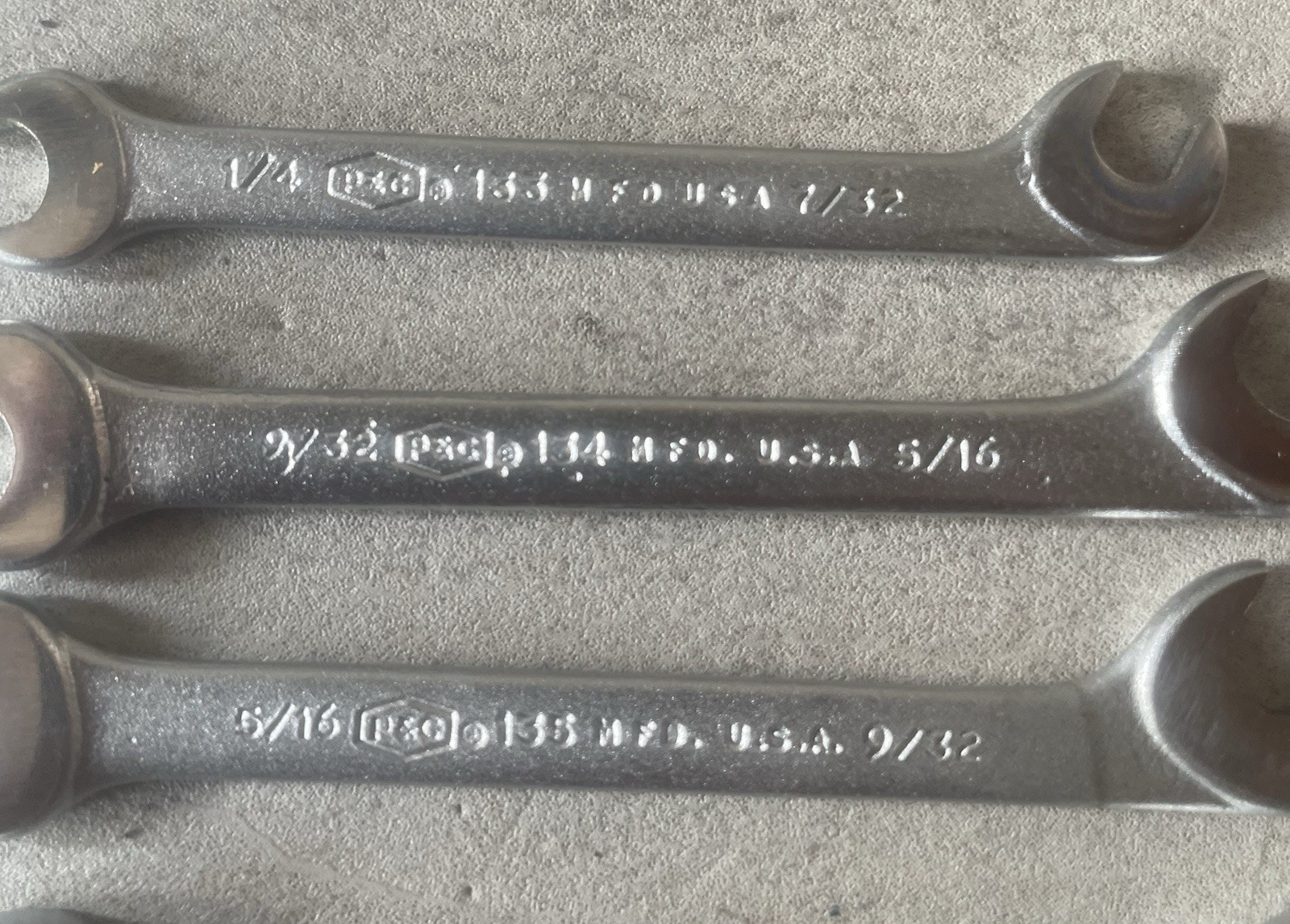Vintage P&C 140D Midget Open End Wrench Set 130-137 USA w/ Pliers