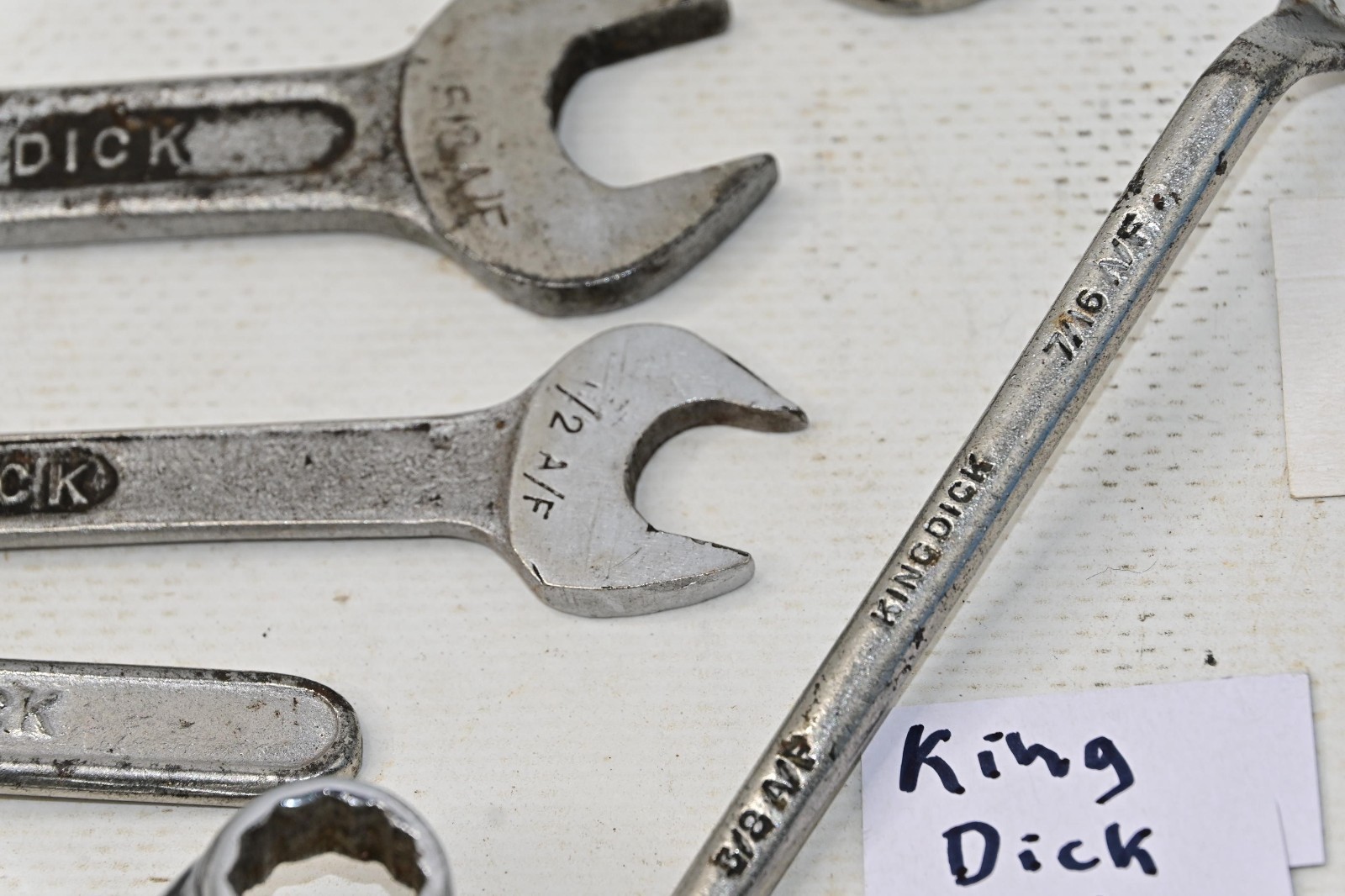 Vintage 7 King Dick AF / W open ended / cranked ring Spanners as photos British