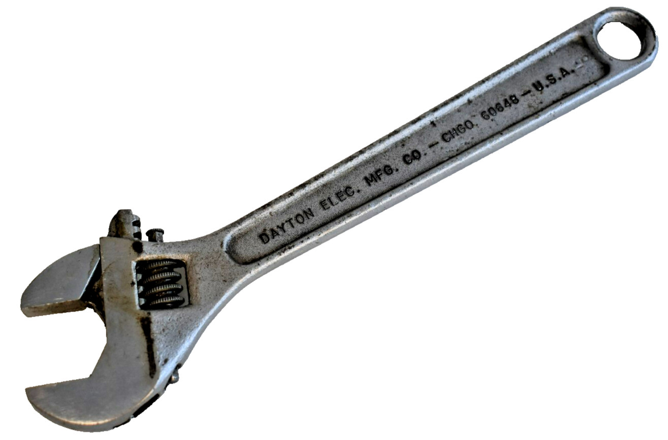 Dayton Tools 4X055 10″ Adjustable Wrench Locking Button Vintage USA