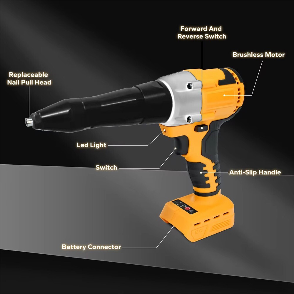 250Nm 3.2~4.8mm For DeWalt DCB 18V 20V Battery Brushless Electric Rivet Nut Gun