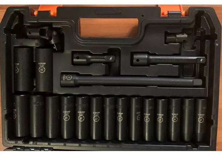 BOEN 1/2″ Drive Deep Impact Socket Set, 35 Piece Socket Set SAE 3/8″ to 1-1/4″