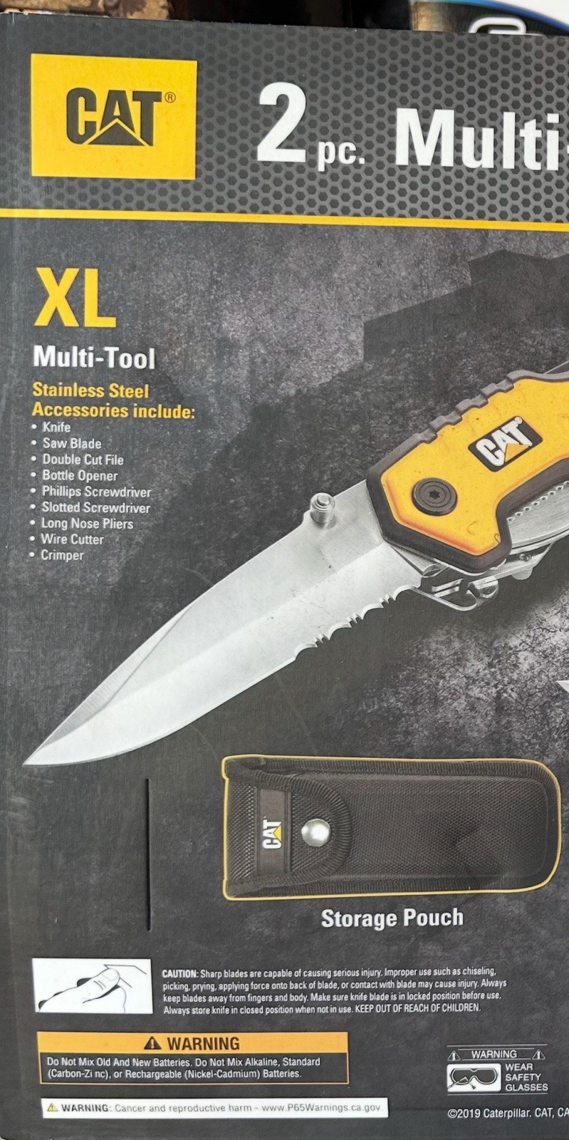 CAT XL 9in1 Multi-Tool Set, Carry Pouch, 5in1 Tools Mini Keychain with LED light