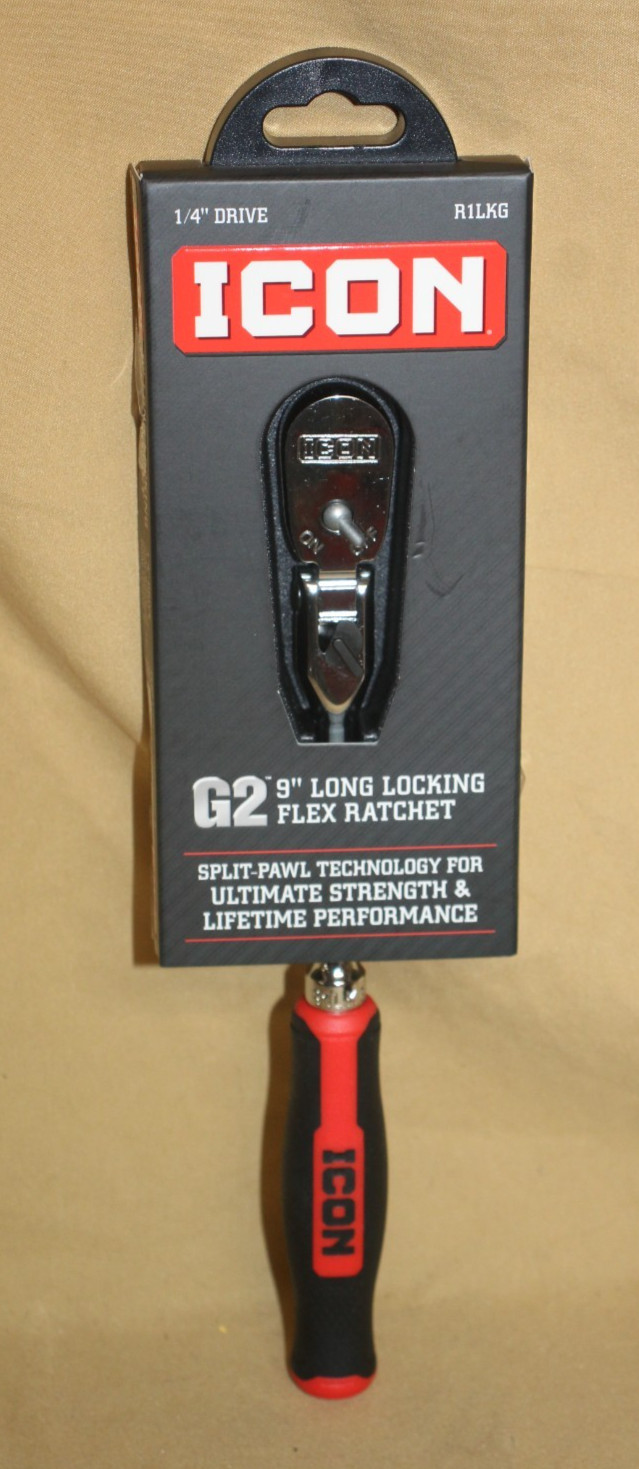 Icon R1LKG 1/4” Drive Ratchet G2 9” Long Locking Flex Ratchet New