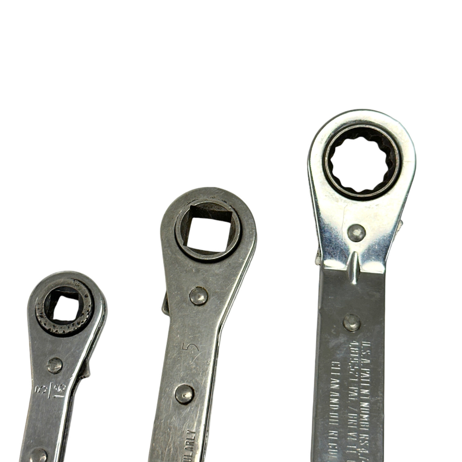 3 Pcs Assorted Metric, SAE Double Ratcheting Offset Wrenches Set
