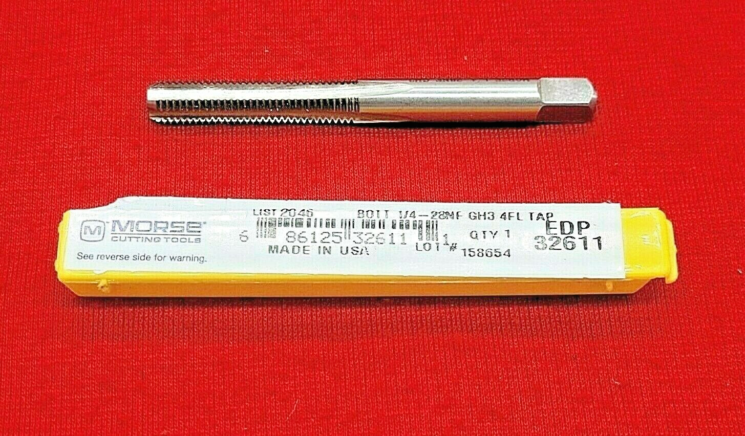 1/4-28 Bottom Tap HSS NF Morse MT3732611 Hand Tap 4FL GH3 USA