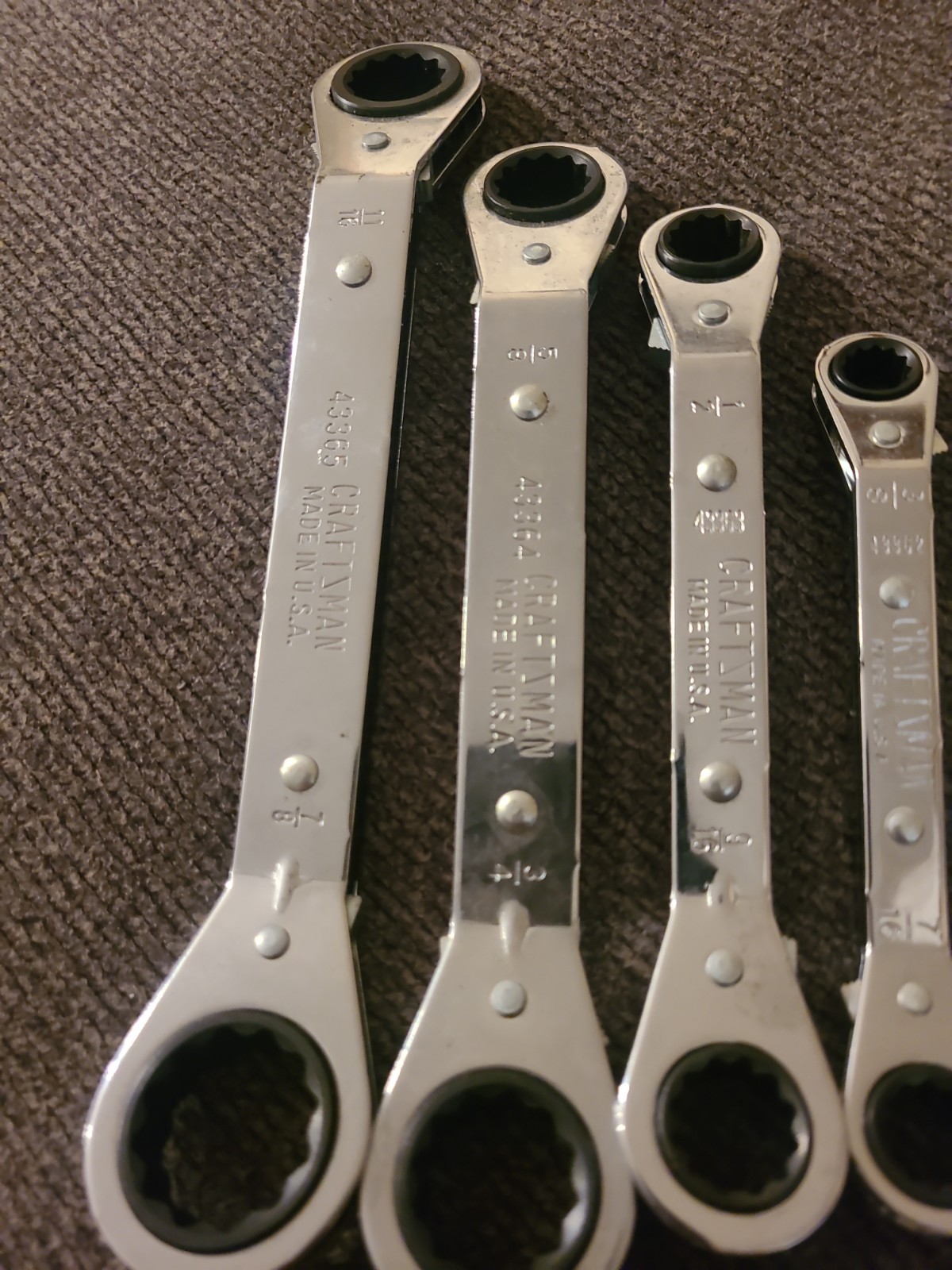 Craftsman SEA Offset Double End Ratcheting Wrench Set 5 Piece 1/4″ thru 7/8″ USA