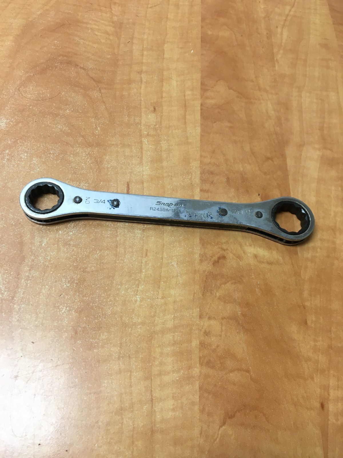 Snap On R2428A Double Box End Ratcheting Wrench 3/4″ 7/8″