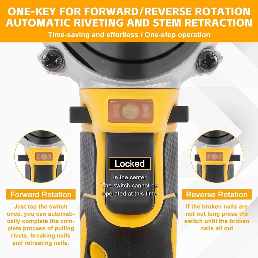 360W For Dewalt XR DCB 18V 20V Battery Brushless Electric Rivet Gun + 60 Rivets