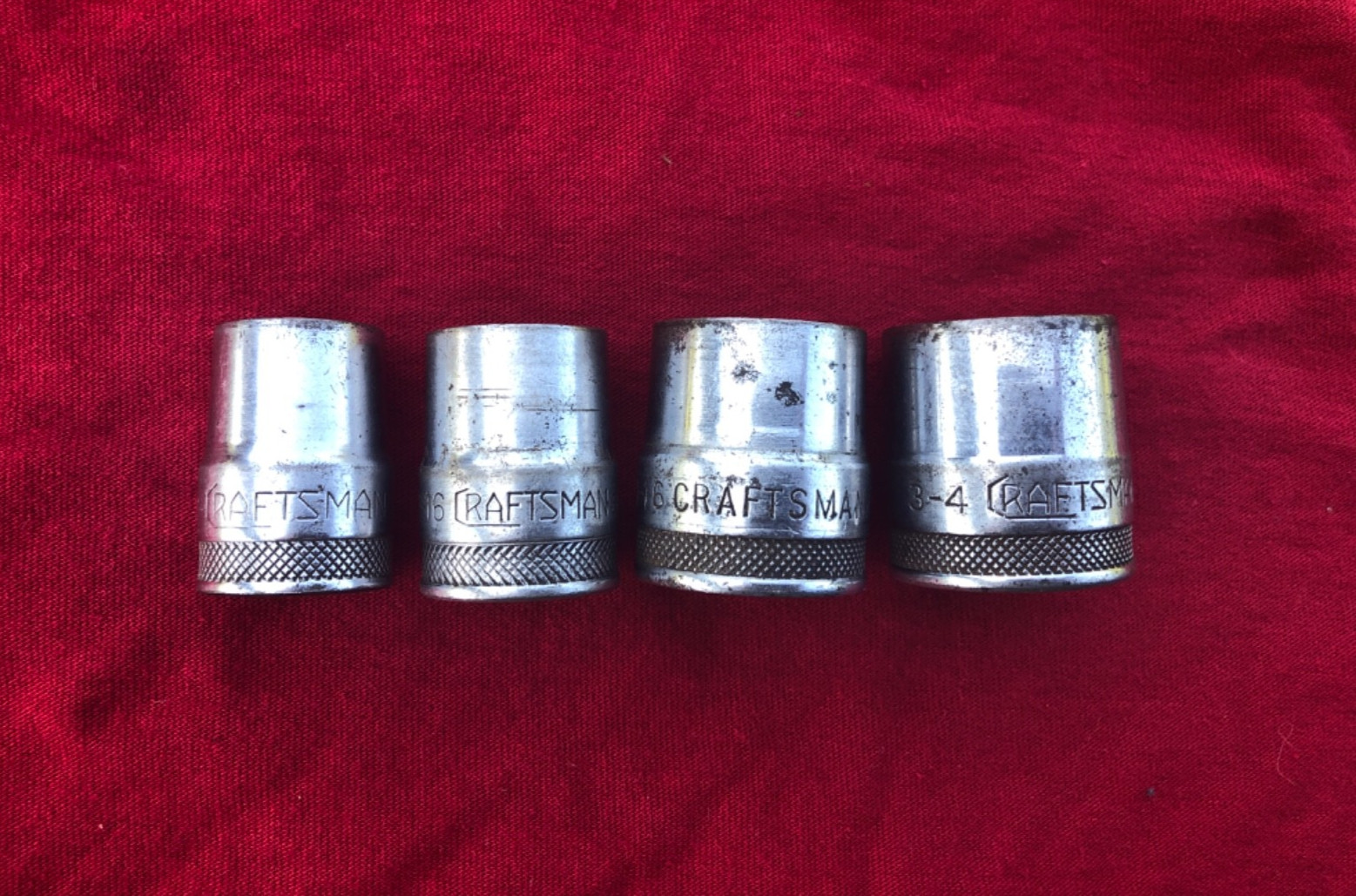 4 Vintage CRAFTSMAN BE Series 1/2 Inch Drive 8-Point Double Square Sockets