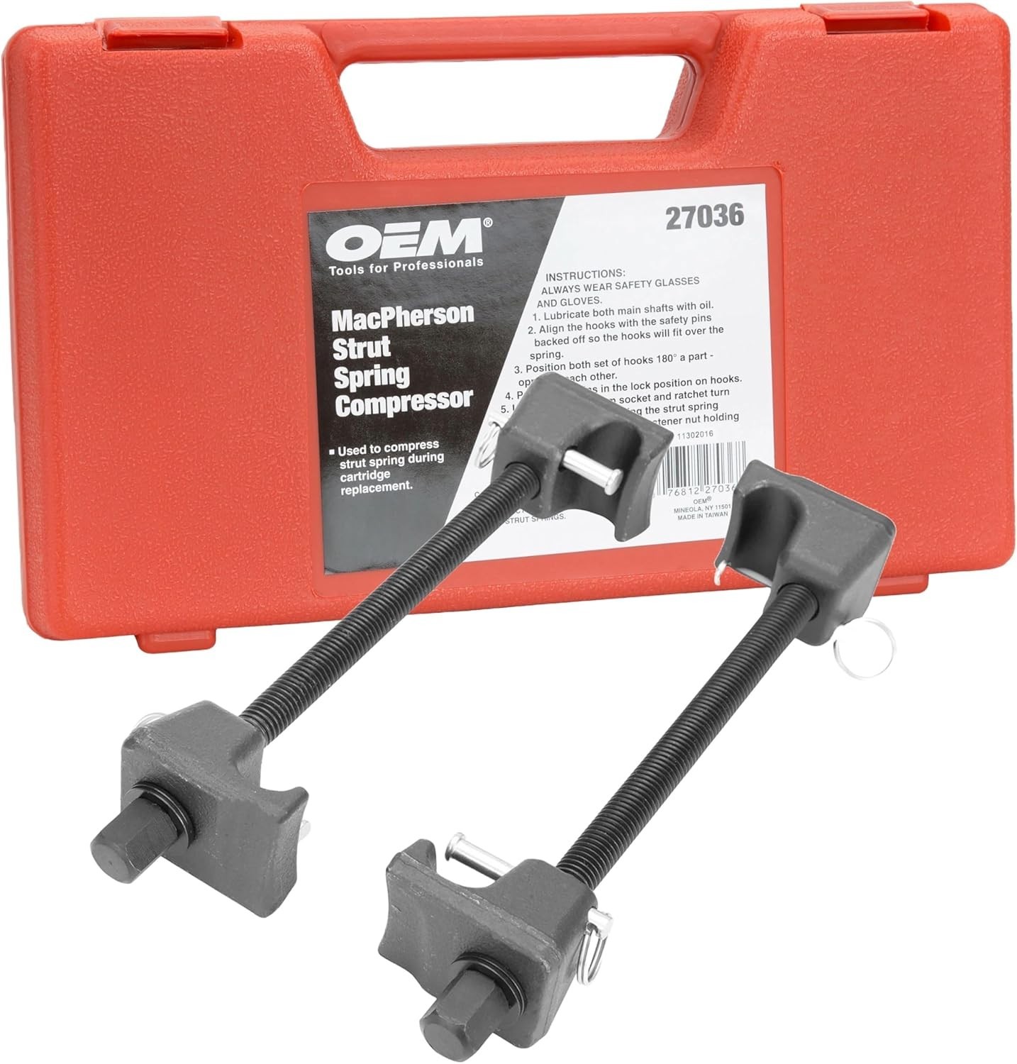 Universal 2-Piece MacPherson Spring Compressor Set – 9.75 Inch Max Safe Opening