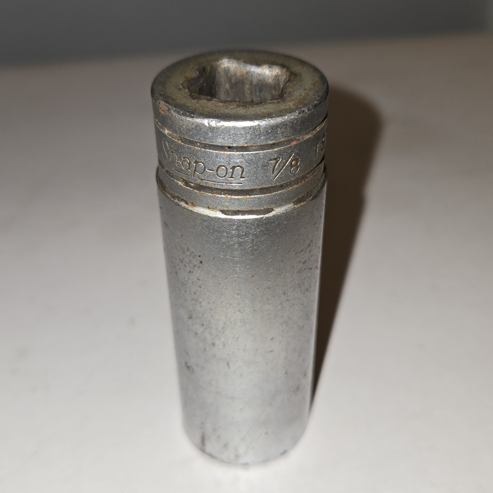 Vintage Snap-On 7/8″ SAE 1/2″ Drive Deep 6-Point Socket TS281 Flank Drive USA