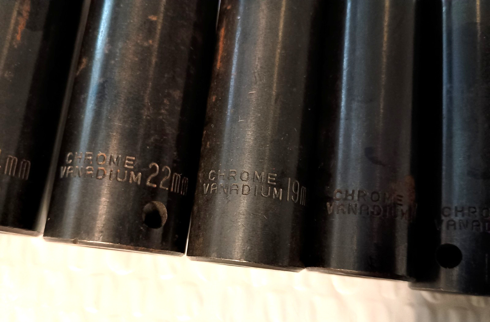 CHROME VANADIUM, 9 PC 1/2″ DR IMPACT SOCKET SET, 9 PCS. 10MM. to 24MM., 3″ DEEP