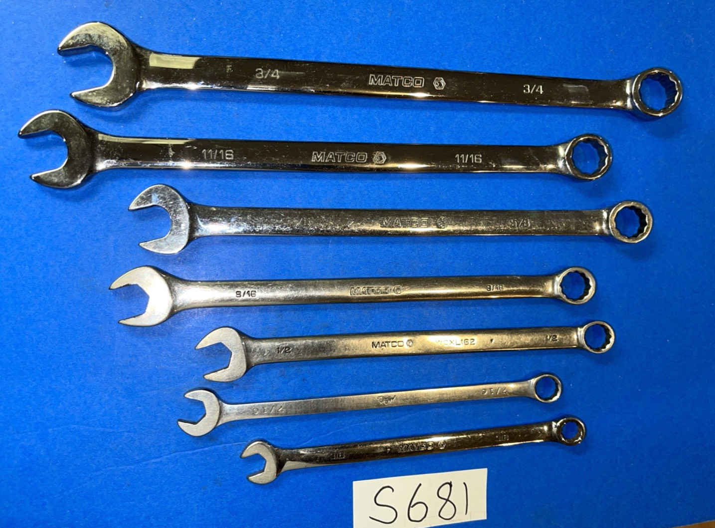 MATCO TOOLS 7 PIECE SAE COMBINATION EXTRA LONG 12 POINT WRENCH SET 3/8 TO 3/4