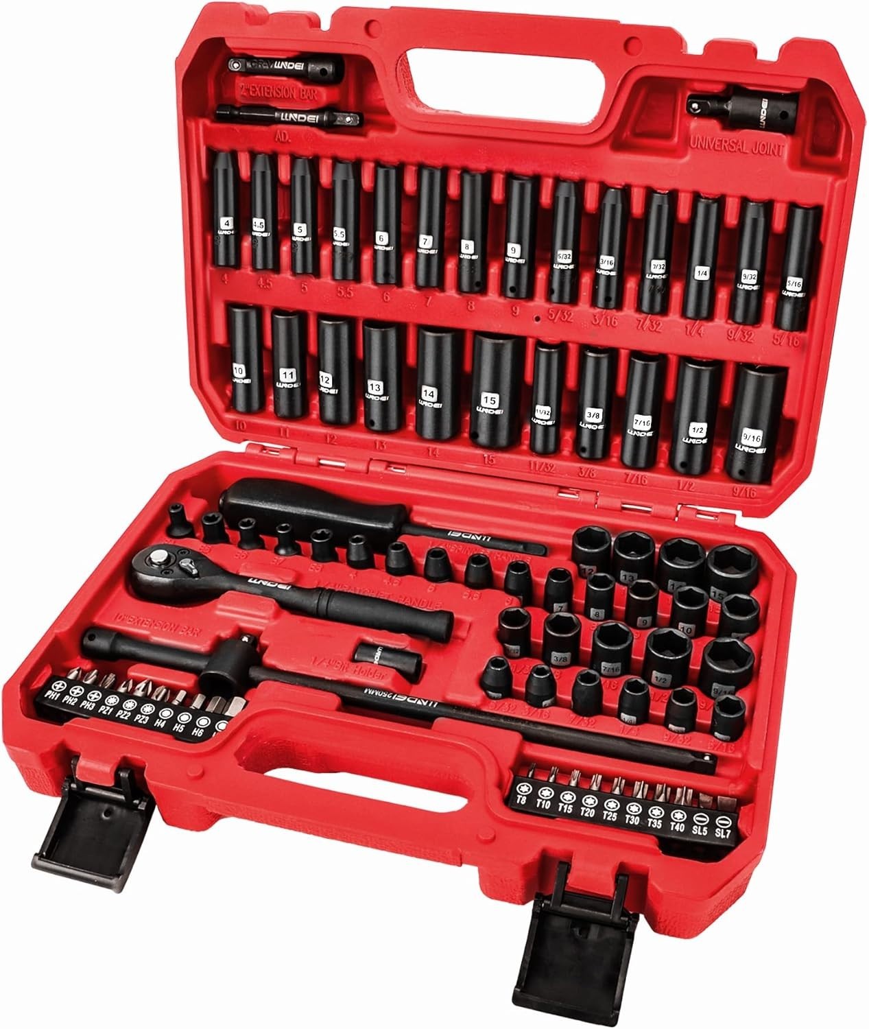 1/4″ Drive Impact Socket Set – 83-Piece Standard & Metric