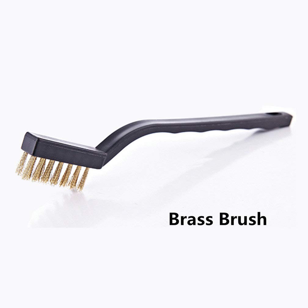 9PCS MINI Brass Brushes Set, Curved Handle Scratch Wire Toothbrush, Black