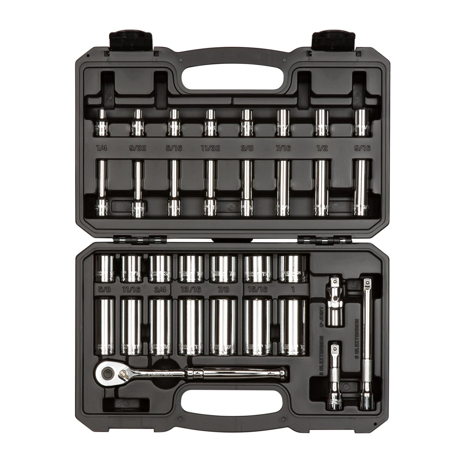 Tekton SKT15101 3/8″ Drive 6-Point Socket/Ratchet Set, 34-Piece