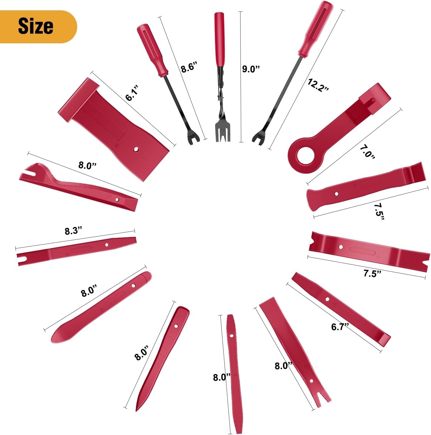 Impact-Resistant 330-Piece Trim Removal Tool Kit with Storage Pouch – Red Design