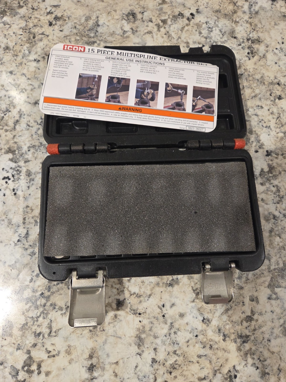 ICON 15-Piece Multi-Slot Screw Extractor Tool Set.