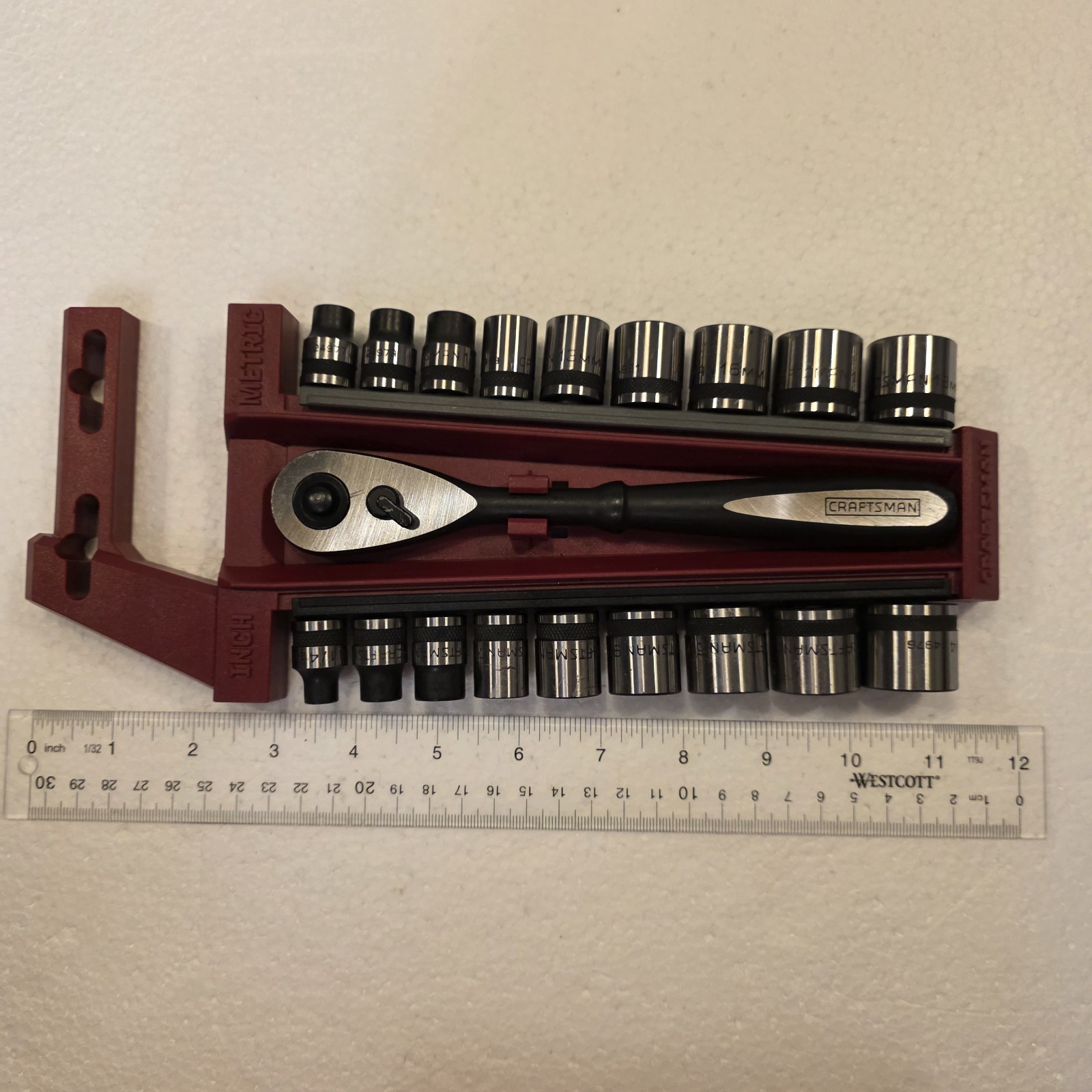 Craftsman Ratchet Socket Set 3/8″ Drive 24963 19 Peice SAE & Metric Black Oxide