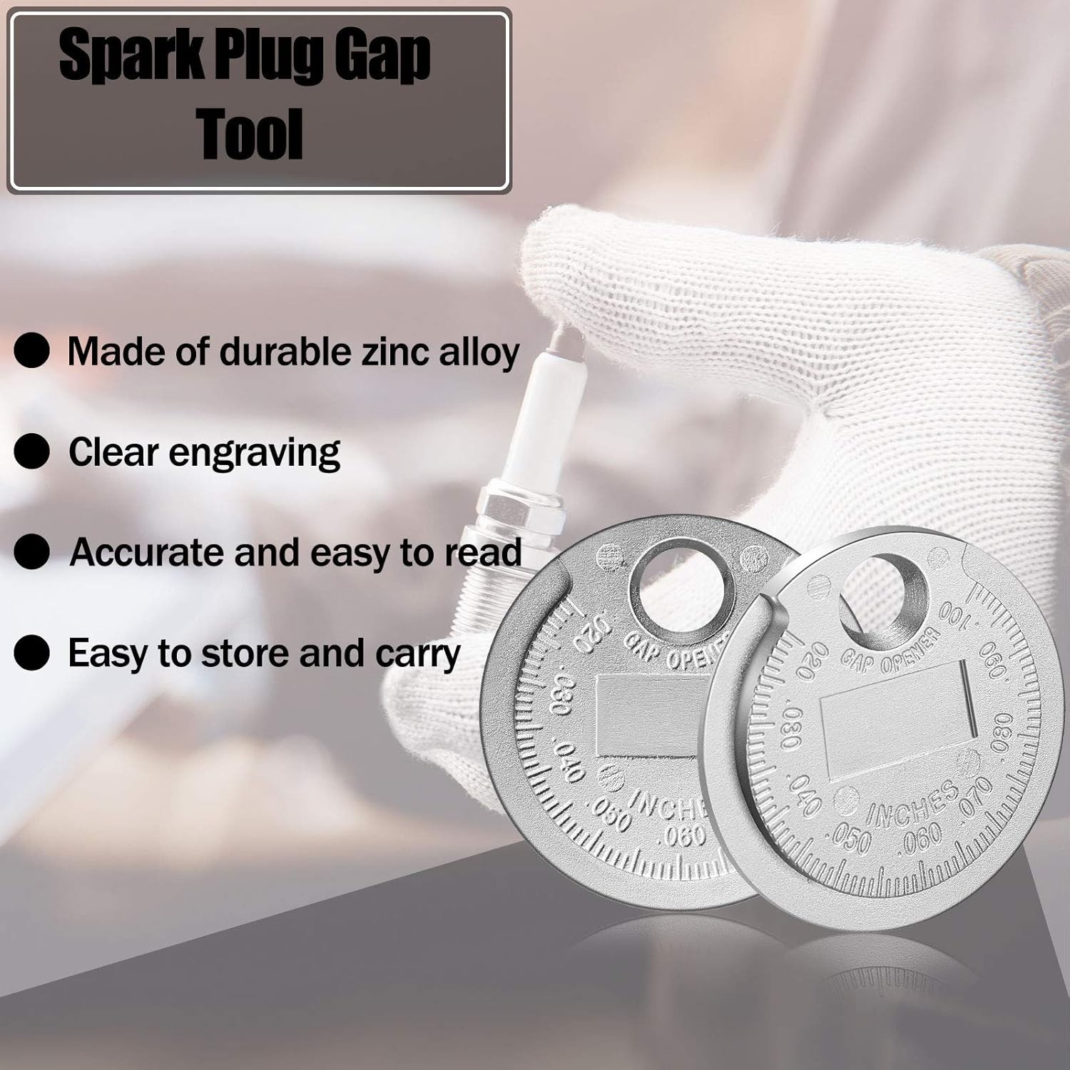 Zinc Alloy Spark Plug Gap Tool: Precise Measurements from 0.020 to 0.100 Inch