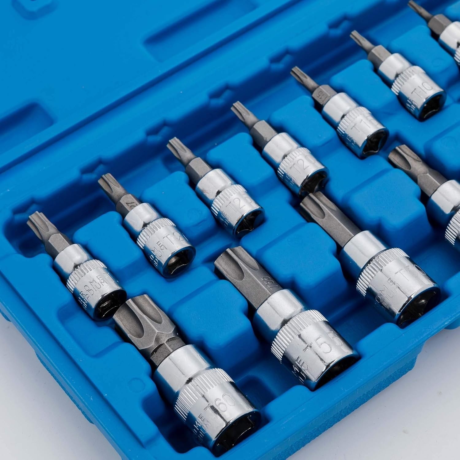 Torx Bit Socket Set 13pcs | Precision T8-T70 S2 Alloy & Cr-V Steel | 3/8″ Drive