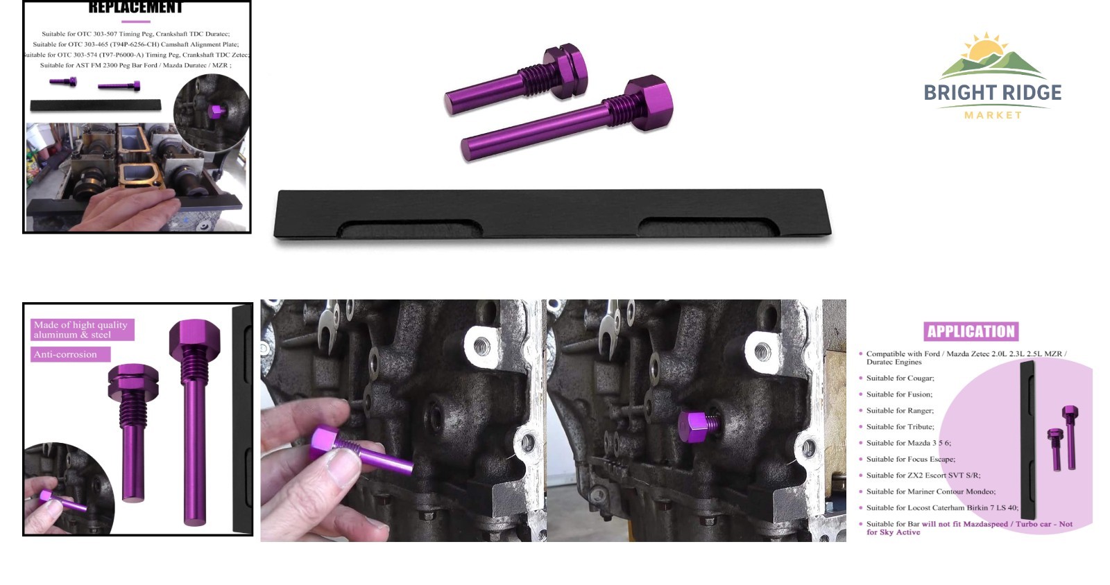 Aluminum Steel Timing Alignment Tool Set for Zetec Engines 2.0L 2.3L 2.5L