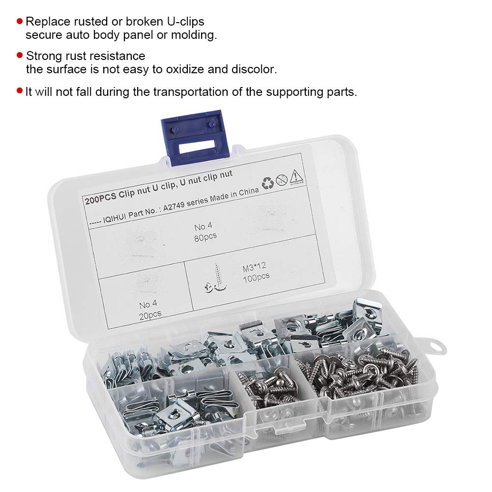 U-Type Clips 200pcs Set, Manganese Steel U-Clips Nuts with normal, popular