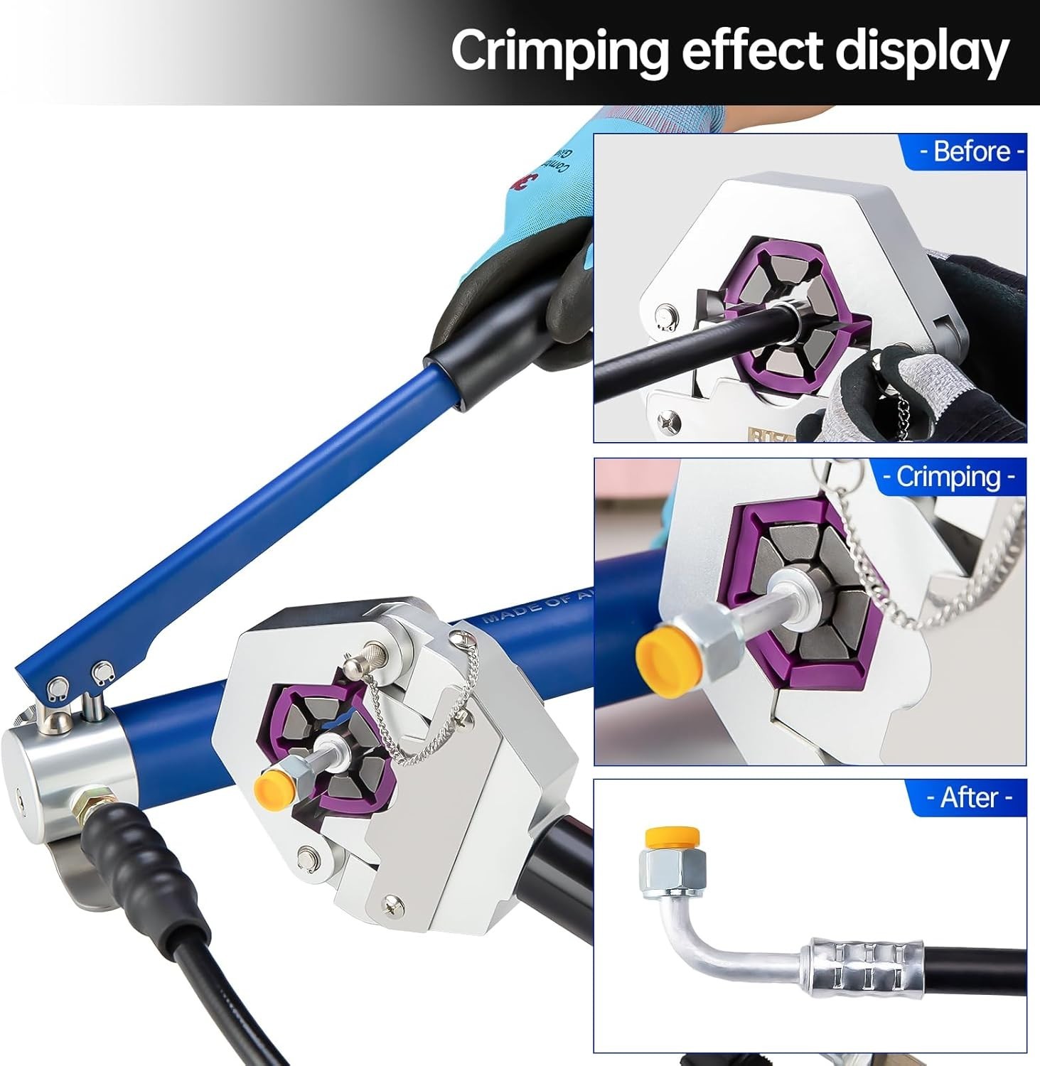 Hydraulic Hose Crimper Kit with Manual Pump for Efficient A/C Repairs – 71500