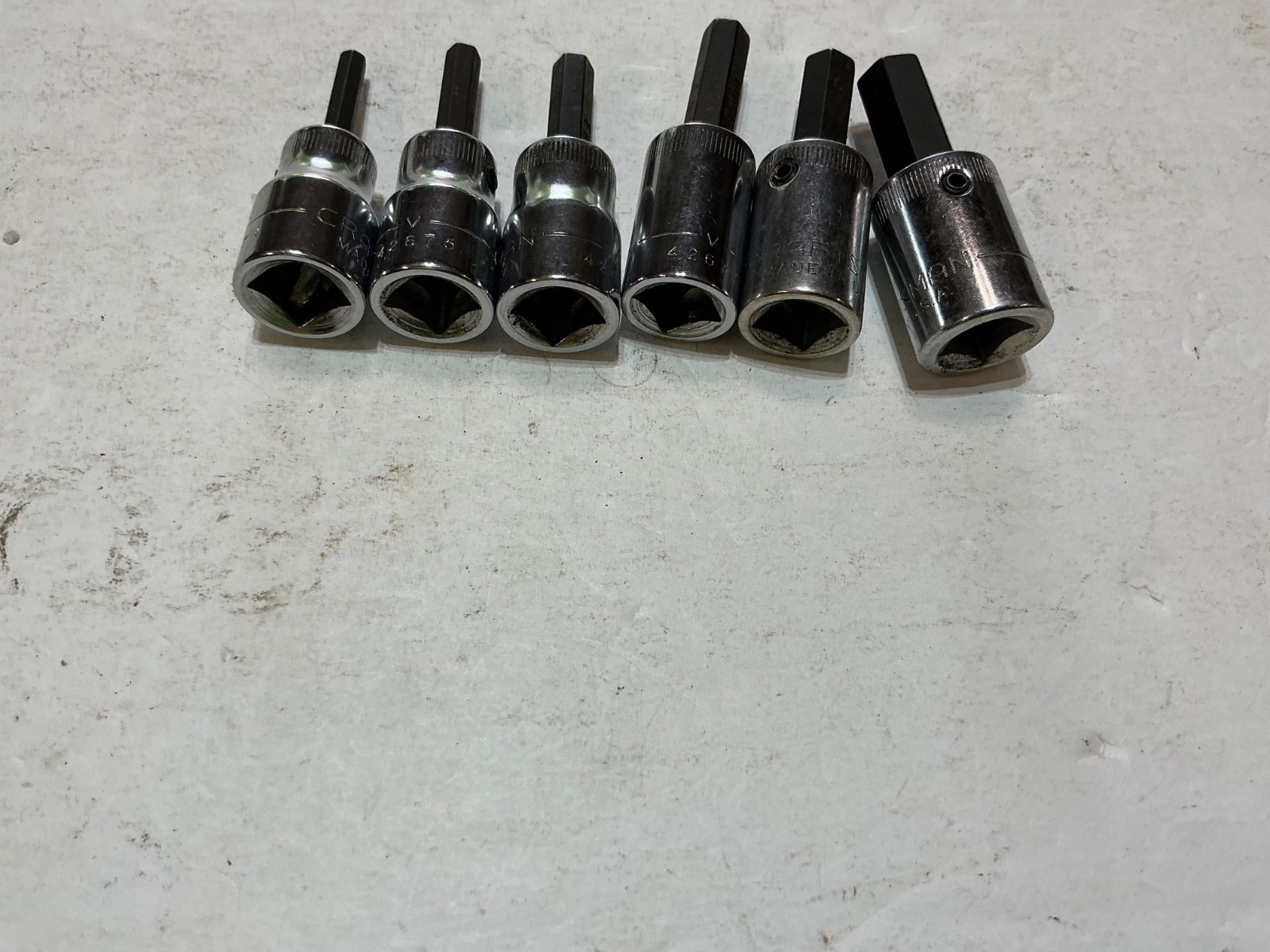 Vtg Craftsman 6pc Metric Hex Bit Socket Set 34322 Made in USA 4-8mm, 10mm -V-