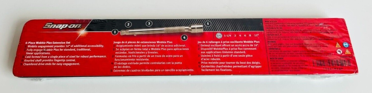 *NEW* Snap On 1/4″ Wobble Plus Extension Set, 6 pcs KNURLED ~ 106ATMXWP -SEALED!