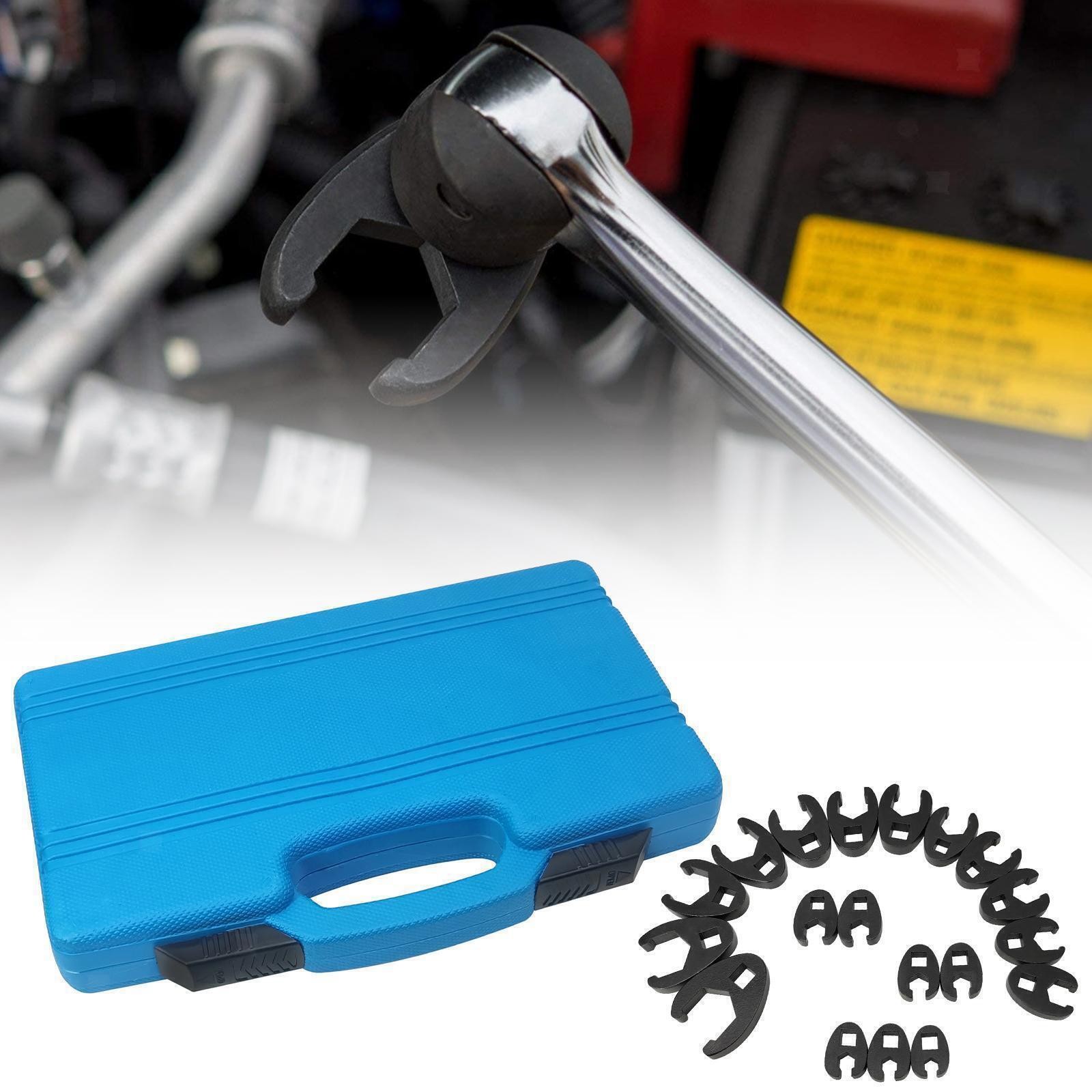 19PCS Crows foot Wrench Set 1/2″ and 3/8” Drive Flare Nut Crowfoot Wrench Set