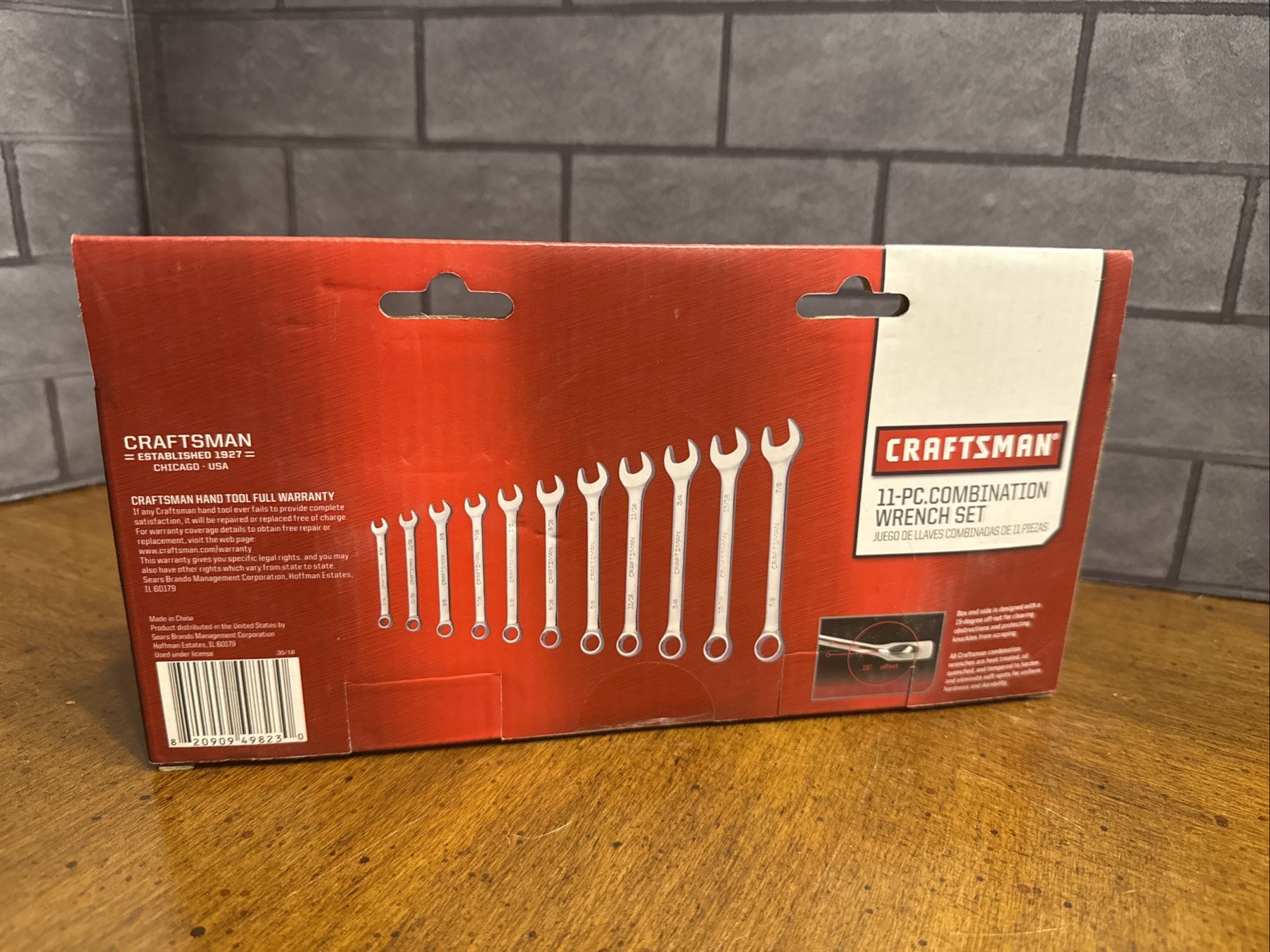 Craftsman New 11 PC SAE Combination Wrench Set 5/16-7/8in 947004 SAE