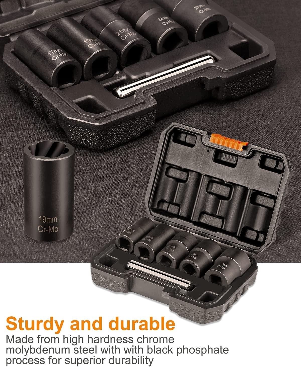 Lug Nut Removal Tool Set Alloy Steel 6-Piece Kit for Stripped Rusted Bolts