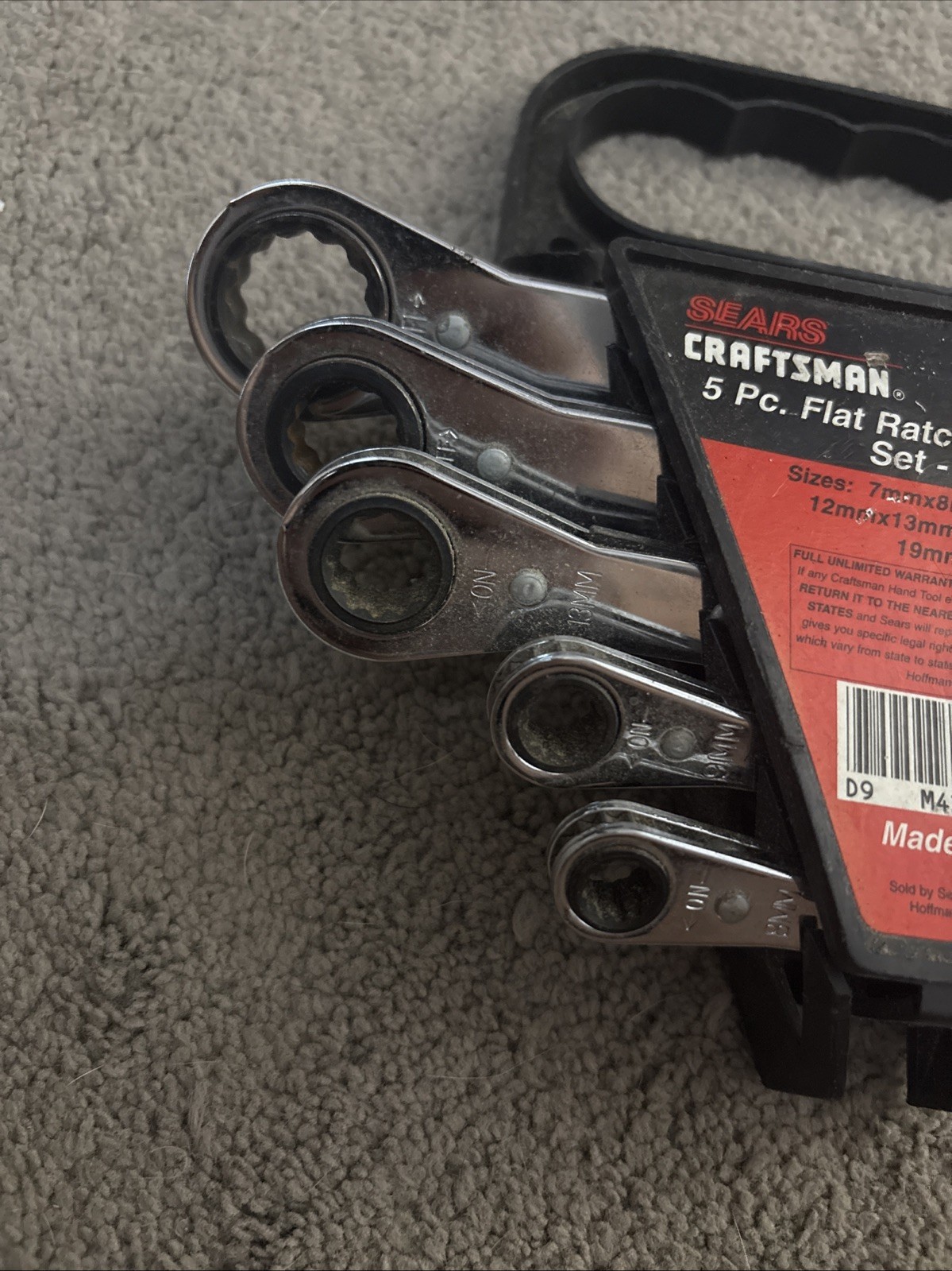 Craftsman 5pc Flat Ratchet Box Wrench Set 942170 7mm-21mm